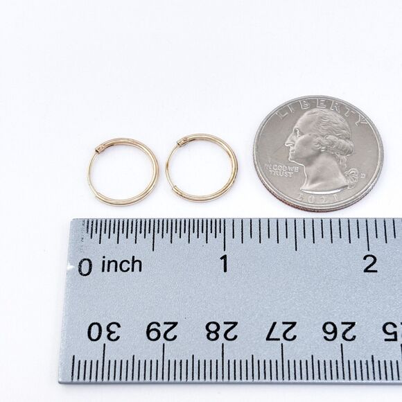 Vintage Sterling Silver 925 Gold Tone Hoop Earrings - Picture 6 of 6